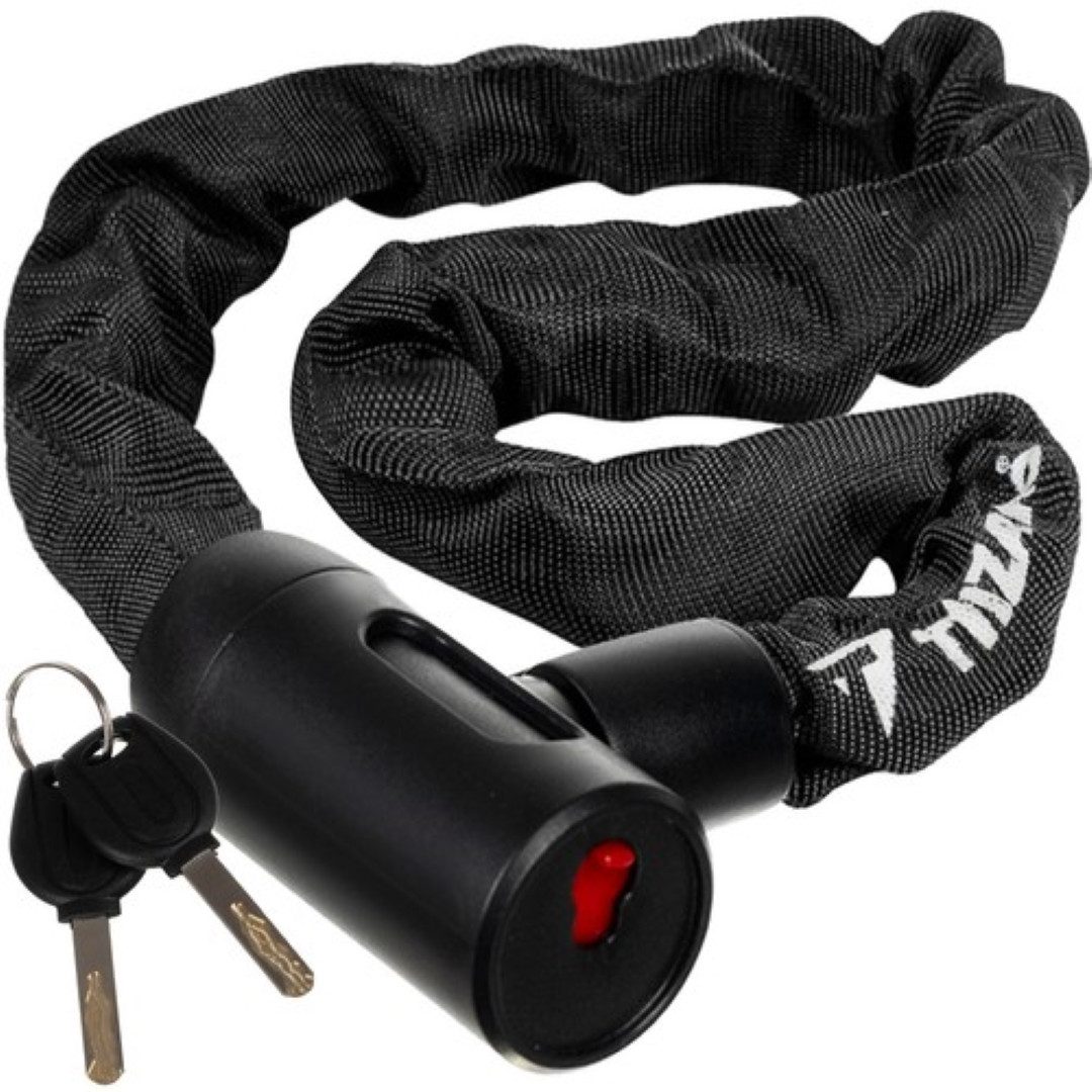 Trizand Kettenschloss Robustes Fahrradkettenschloss 90 cm – Diebstahlschutz Edelstahl (Kette, 2 Schlüssel, robuste Textilhülle, Fahrradkettenschloss mit 90 cm Länge und 6 mm Gliedern), Robuste Edelstahlkette, symmetrischer Schlüssel