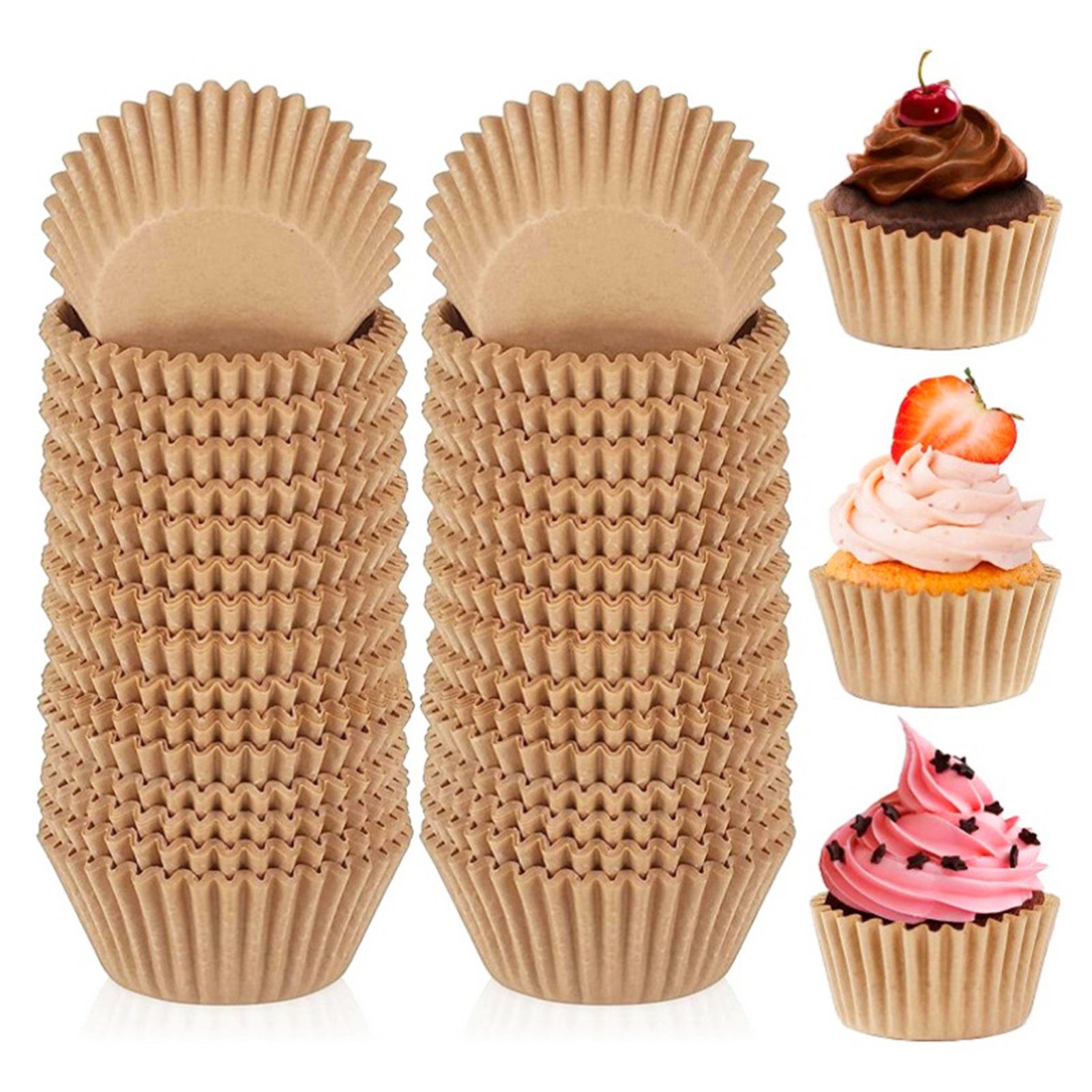 1000 Muffinförmchen, Stück Braun Papier Rutaqian Cupcake Formen Muffinform