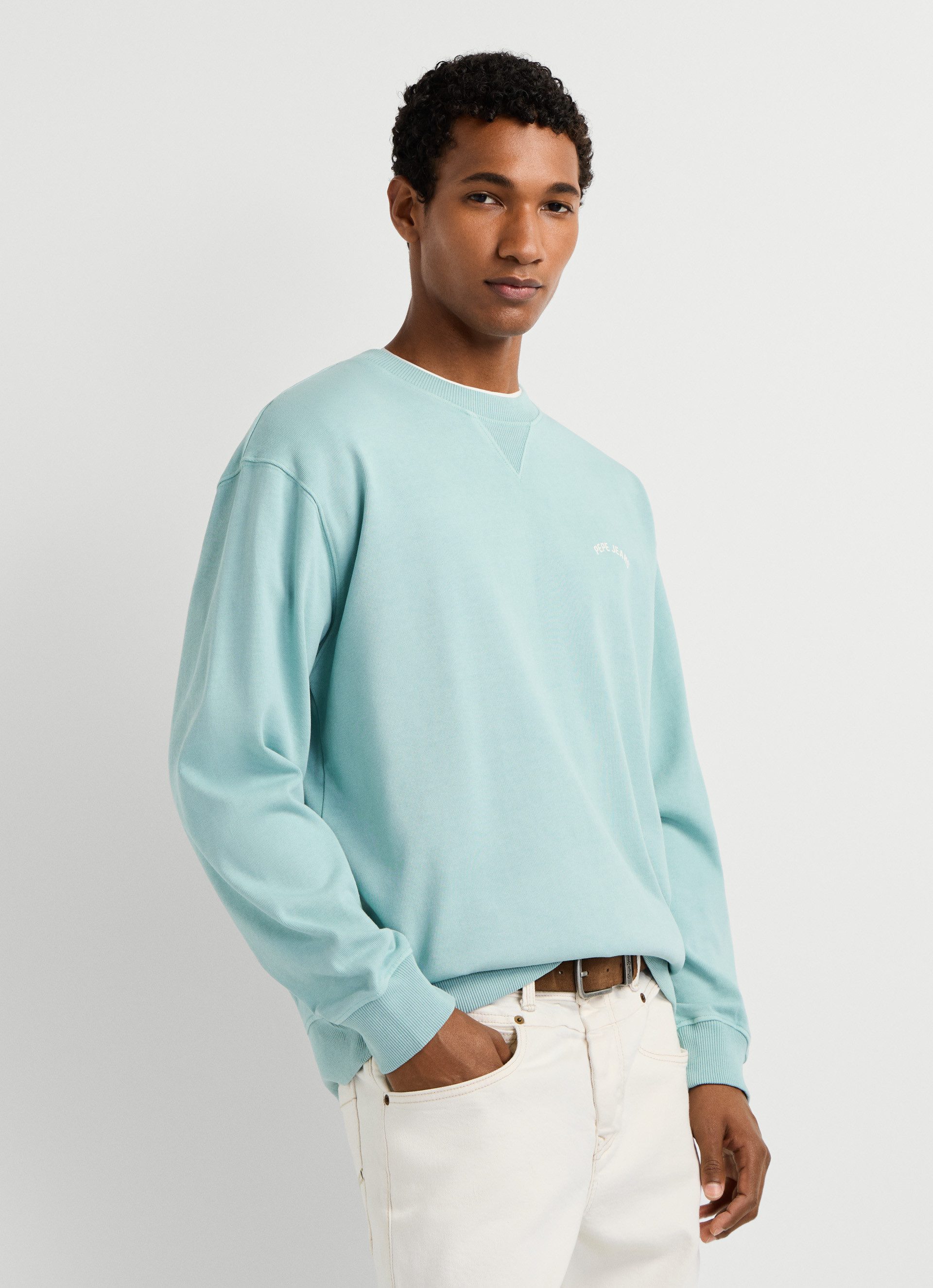 Pepe Jeans Sweatshirt JOHN CREW mit Rippeinsatz am Rundhals, Logoschriftzug – Bild 3 von 5