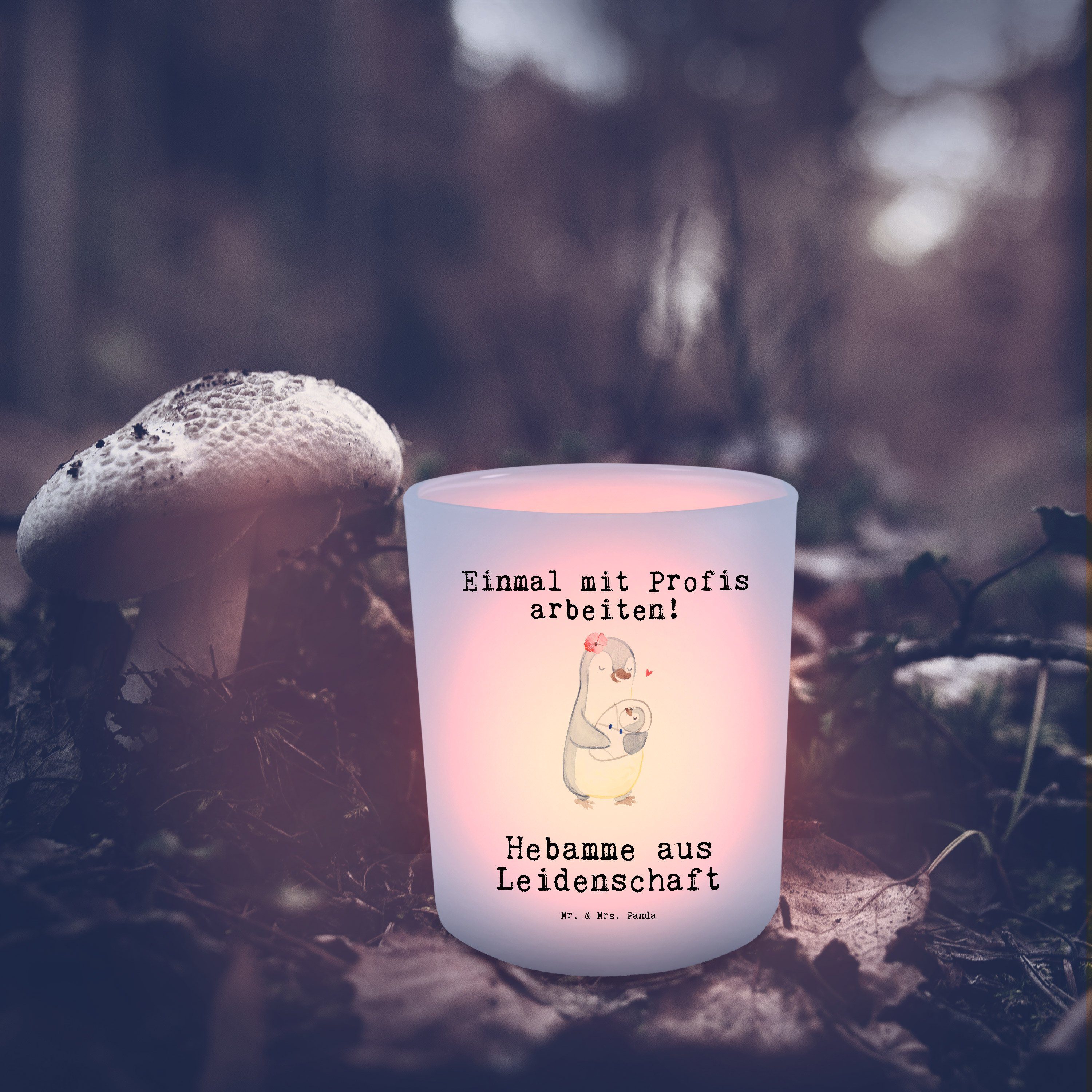 - & (1 Mrs. Hebamme Leidenschaft Transparent Panda Mr. Teelichthalter, Windlicht - Te Geschenk, aus St)