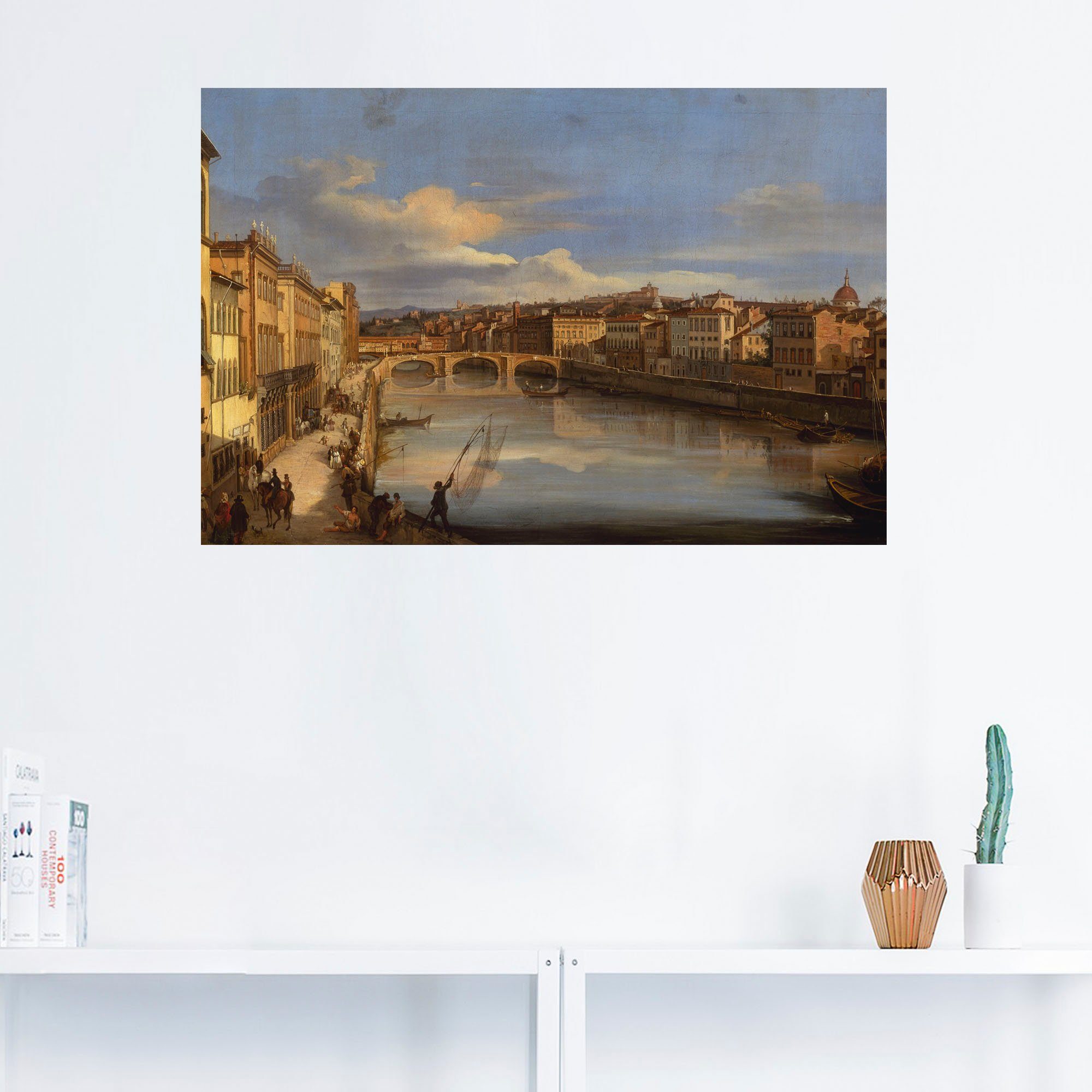 Wandaufkleber Poster Leinwandbild, (1 oder Florenz Wandbild St), versch. Ein als Alubild, Größen Blick in Artland Arno, den auf