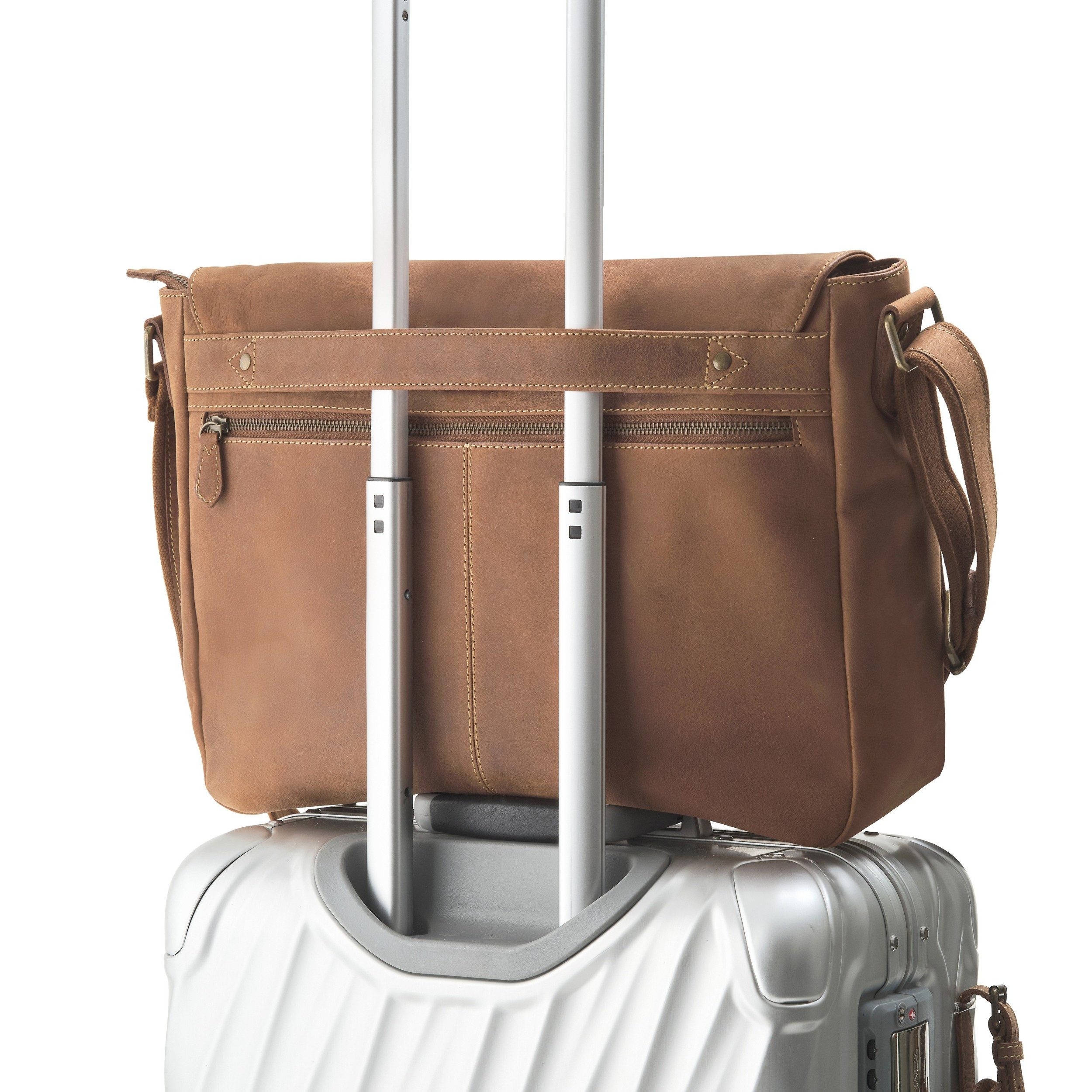 DRAKENSBERG Umhängetasche Messenger Bag »Leon« Havanna-Braun, Herren Leder günstig online kaufen