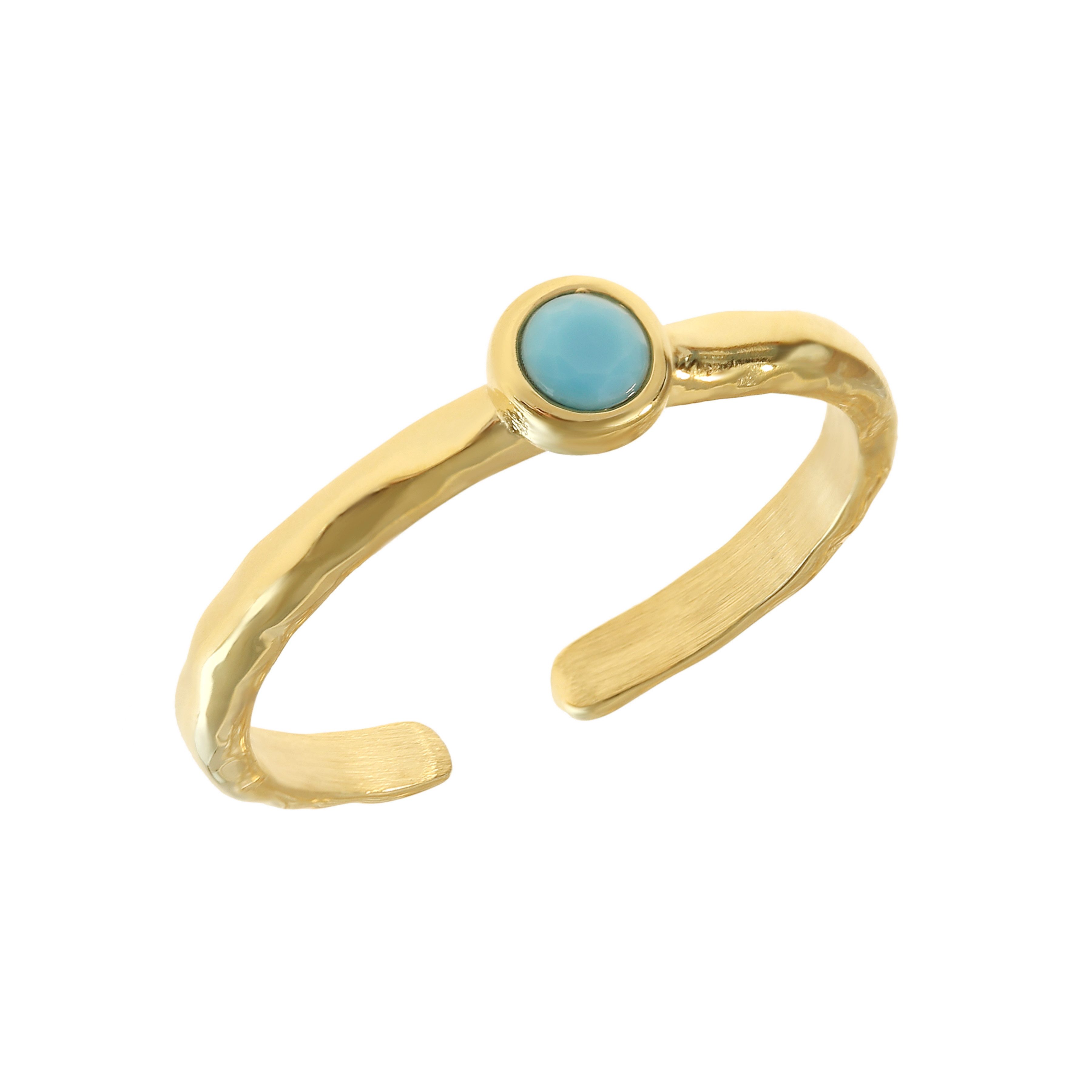 Made by Nami Goldring Damen Ring Gold mit türkisfarbenem Stein verstellbar günstig online kaufen
