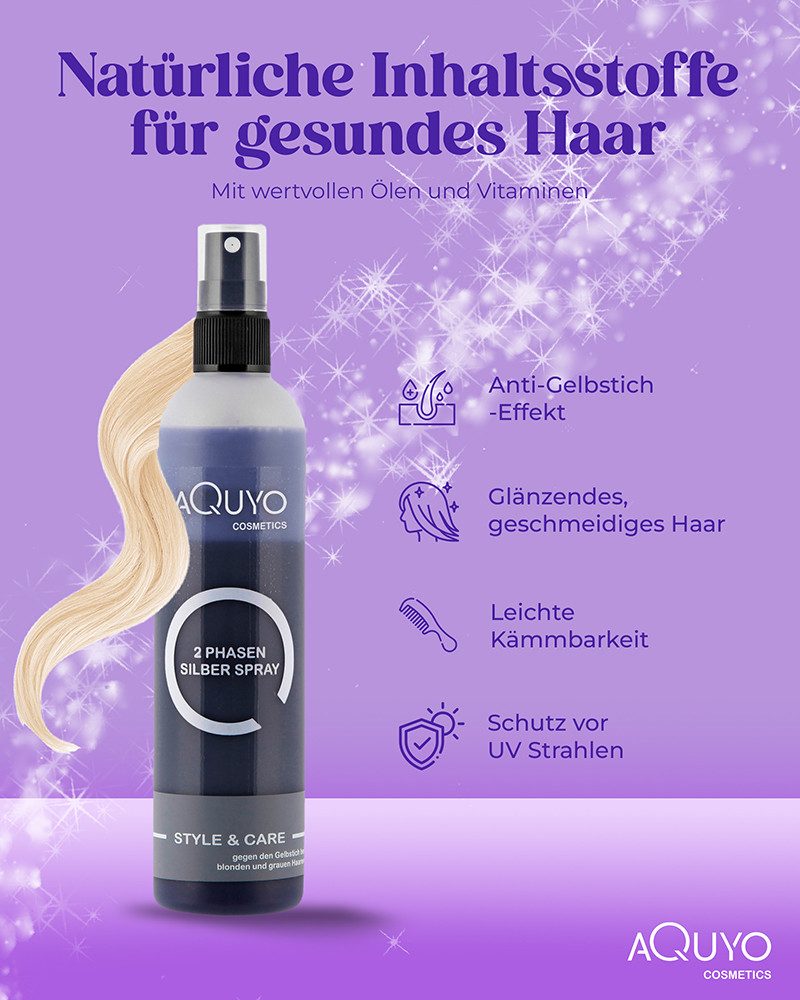 AQUYO Cosmetics Haarpflege-Spray Anti-Gelbstich-Silberspray für blondes und graues Haar