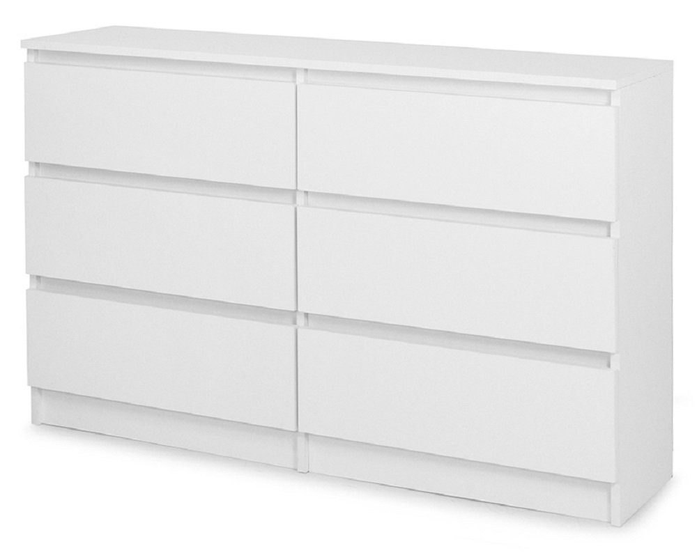 Kommode mit 6 Schubladen 120 cm: Weiß
