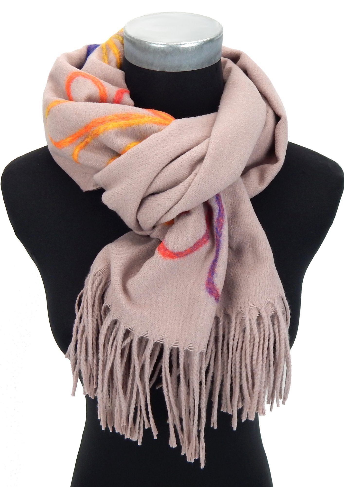 Ella Jonte Modeschal, Herbst Winterschal mit eingewebten Blumen-Motiv