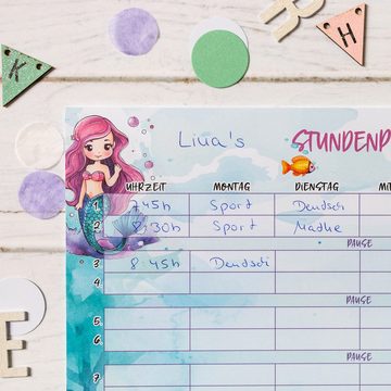TOBJA Wandkalender Stundenplan Meerjungfrau - Block 25 Seiten, Mädchen Grundschule Stundenplaner Schultüte