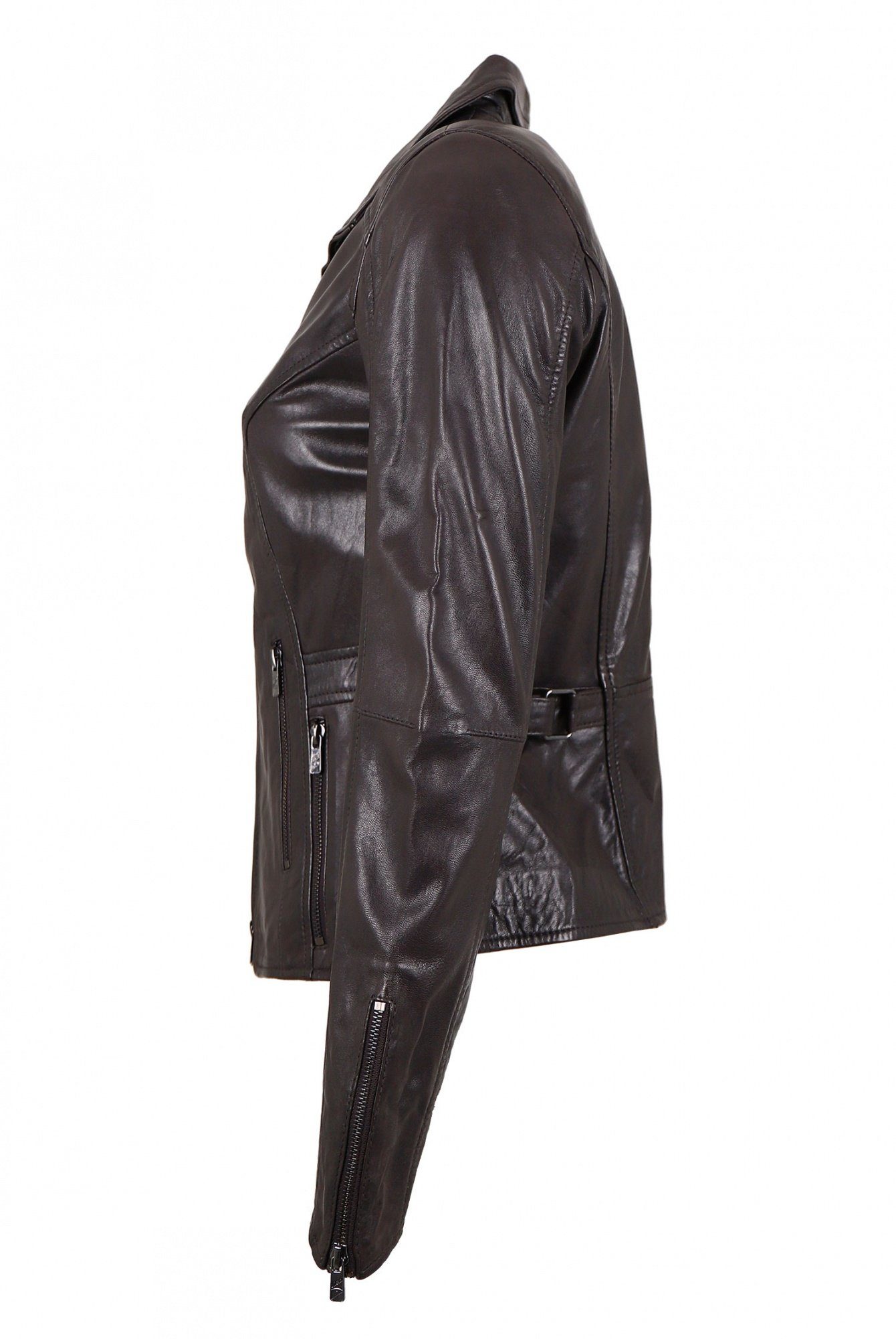 Jilani Lederjacke Enna #KJ Jilani - Damen Lederjacke Lammnappa dunkelbraun Pflanzlich gegerbt