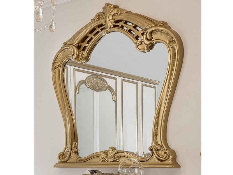 möbelando Barockspiegel Celine, Prunkvoller Spiegel, Trägerplatte aus Spanplatte, Kunststoffabsetzungen in Goldfarben. Breite 94 cm, Höhe 108,5 cm, Tiefe 8 cm
