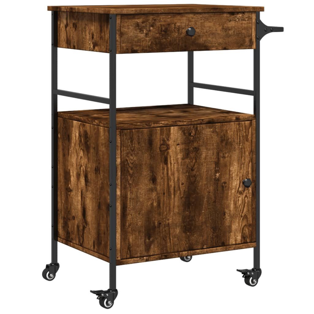 vidaXL Küchenwagen Küchenwagen Räuchereiche 56x43x89,5 cm günstig online kaufen