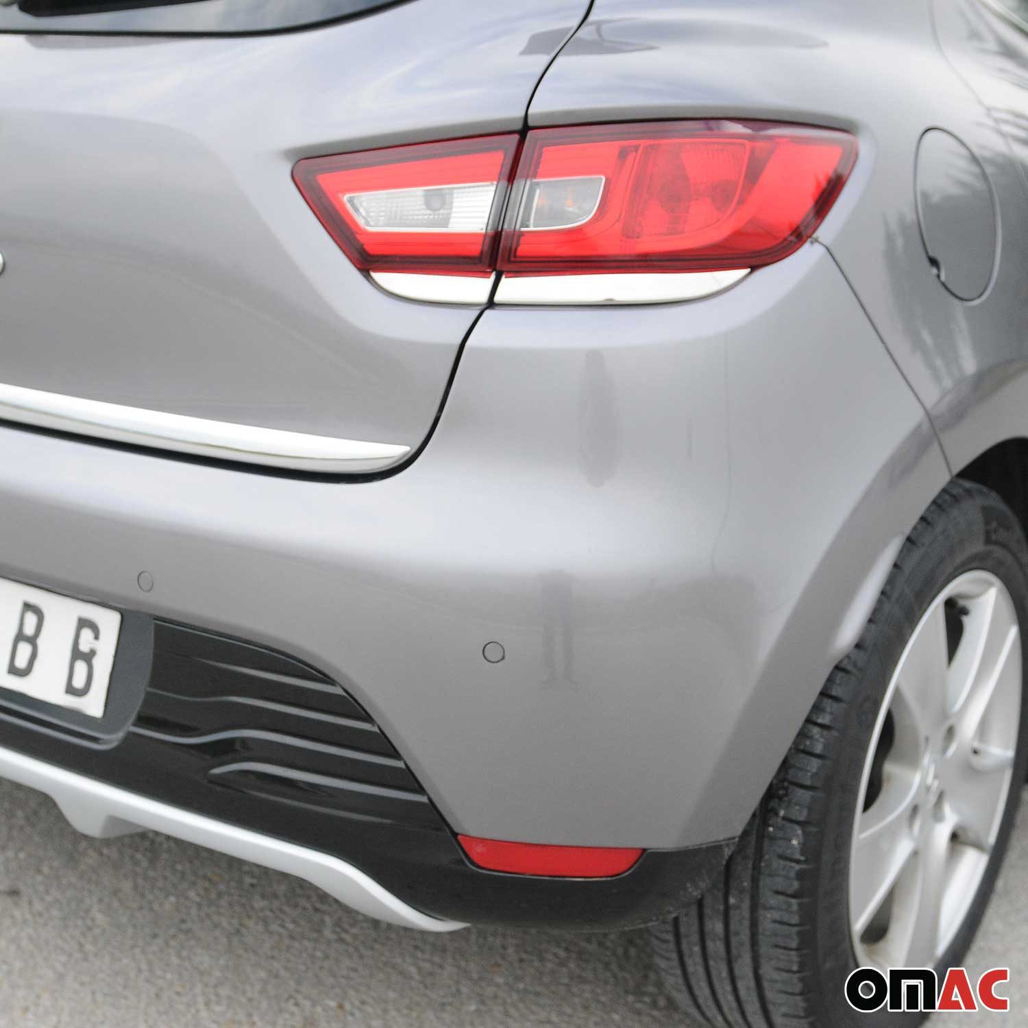 OMAC Zierleisten-Aufkleber Rücklichtleiste für Renault Clio IV 2012-2019 Edelstahl Chrom 4 tlg, (4tlg), Langlebig,Einfache Reinigung,Einfache Installation,Rostbeständig