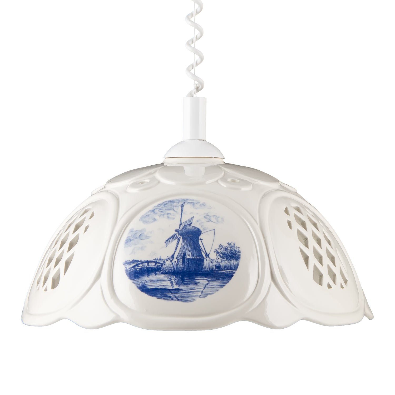 Helios Leuchten Pendelleuchte Küchenlampe Keramik weiß blau, Keramiklampe, günstig online kaufen