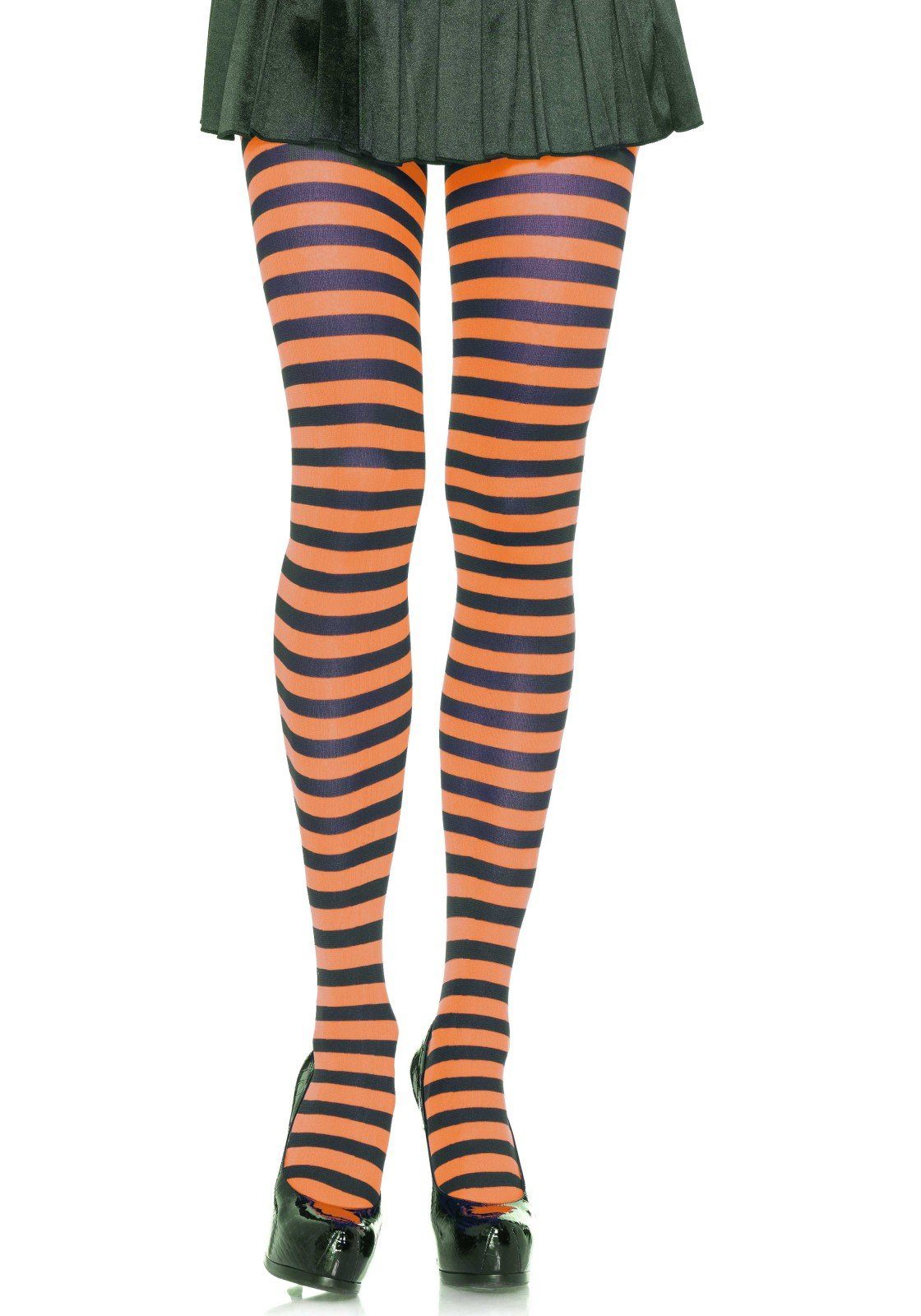 Leg Avenue Strumpfhose Damen Strumpfhose quer geringelt schwarz orange Einheitsgröße ca. 36 bis 40 70 DEN