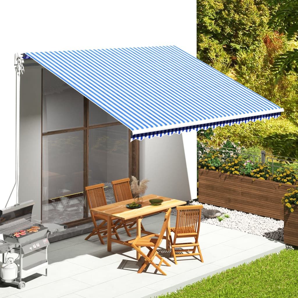 Thumbnail - vidaXL Markise Markisenbespannung Blau und Weiß 4,5x3,5 m Ersatz Stoff Bezug