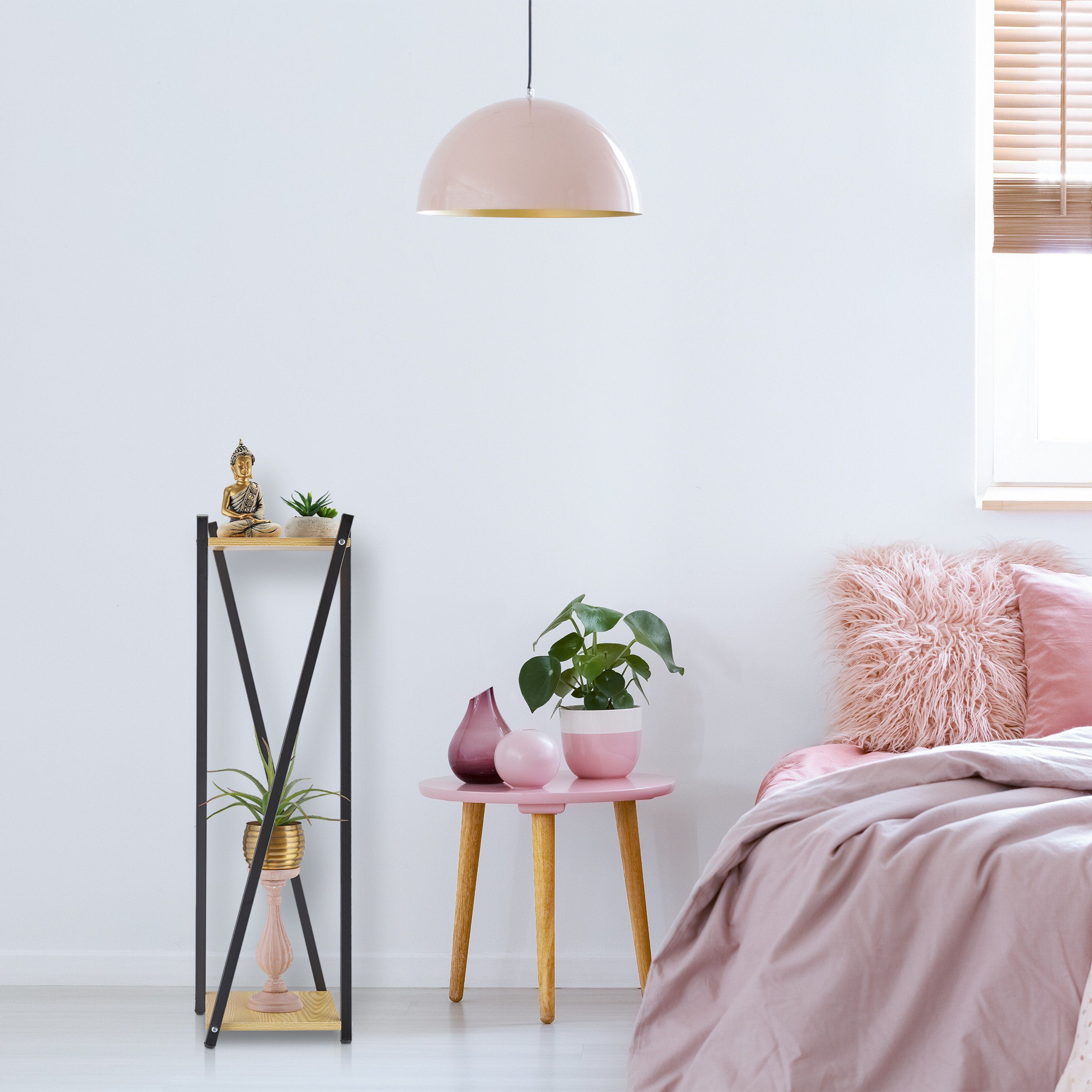 relaxdays Blumenhocker XL Blumenständer mit 2 Ebenen, hellbraun günstig online kaufen