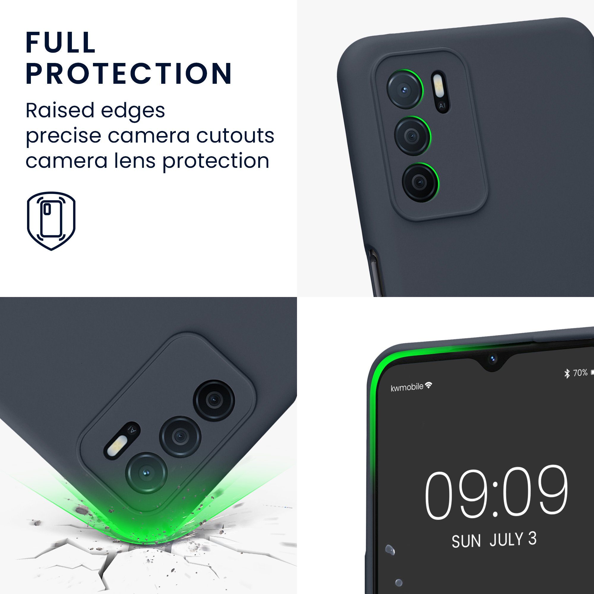 kwmobile Handyhülle Slim Case für Oppo A16 / A16s / A54s, Hülle Silikon Handy - Handyhülle gummiert