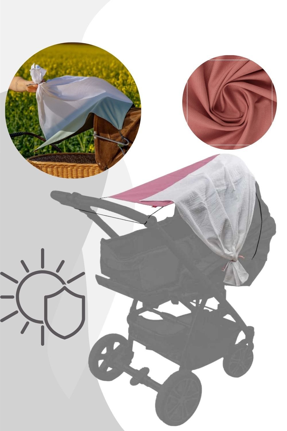 Levily Kinderwagen-Sonnenschutzhülle Sonnenschutzsegel Single