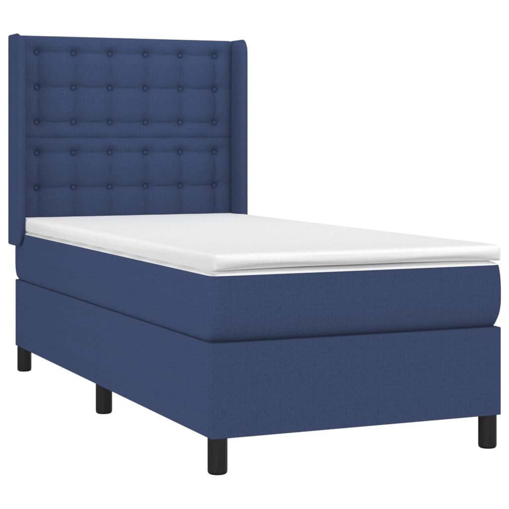 Bett Boxspringbett mit Matratze Blau 90x200 cm Stoff