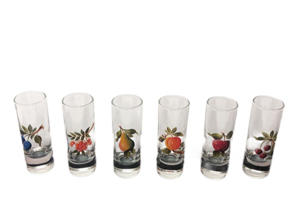 Schnapsglas Kisslinger Stamperl Island bemalt Obst 6er Set