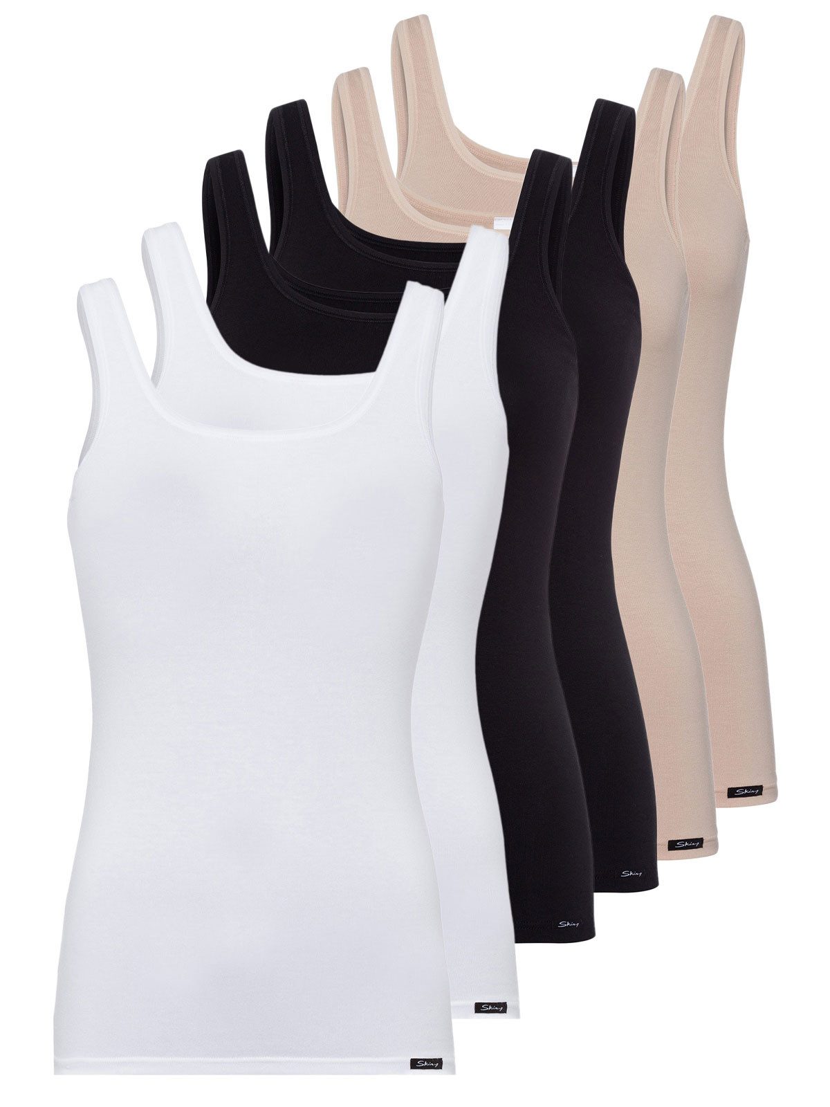 Skiny Achseltop 6er Pack Damen Tank Top Cotton Tank Top (Packung, 6-St) nachhaltig