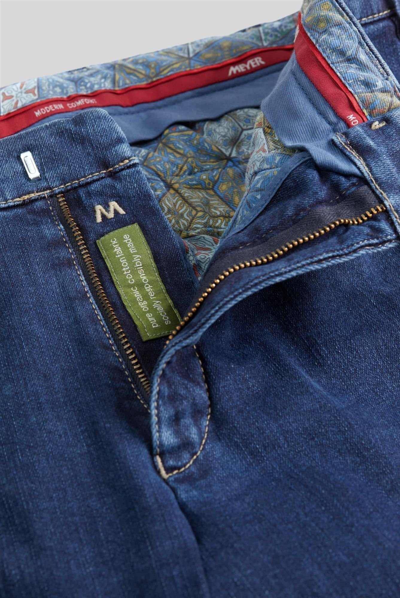 MEYER Slim-fit-Jeans Chino Dublin mit blau Stretch-Dehnbund