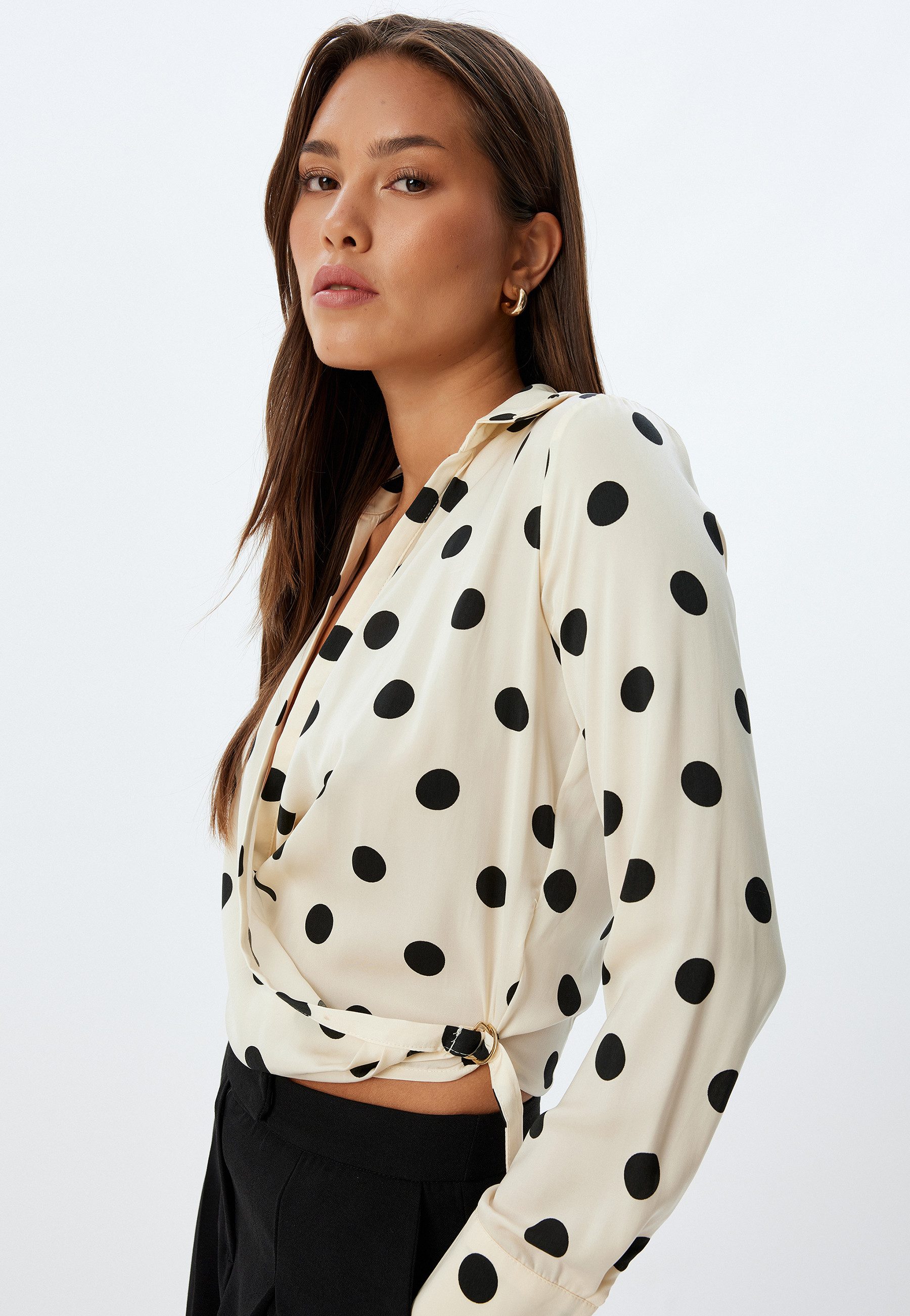 Koton Langarmbluse Langärmelig Doppelreihiger Kragen