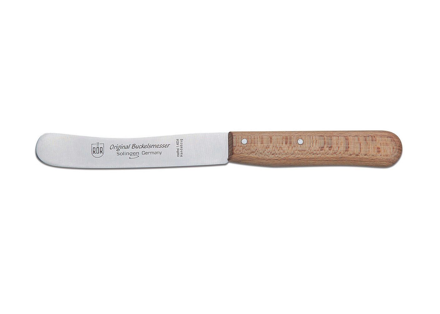 RÖR Allzweckmesser Buckelsmesser mit Buchenholzgriff - perfektes Besteck zu jedem Anlass, nicht spülmaschinengeeignet - für täglichen Einsatz - Made in Solingen