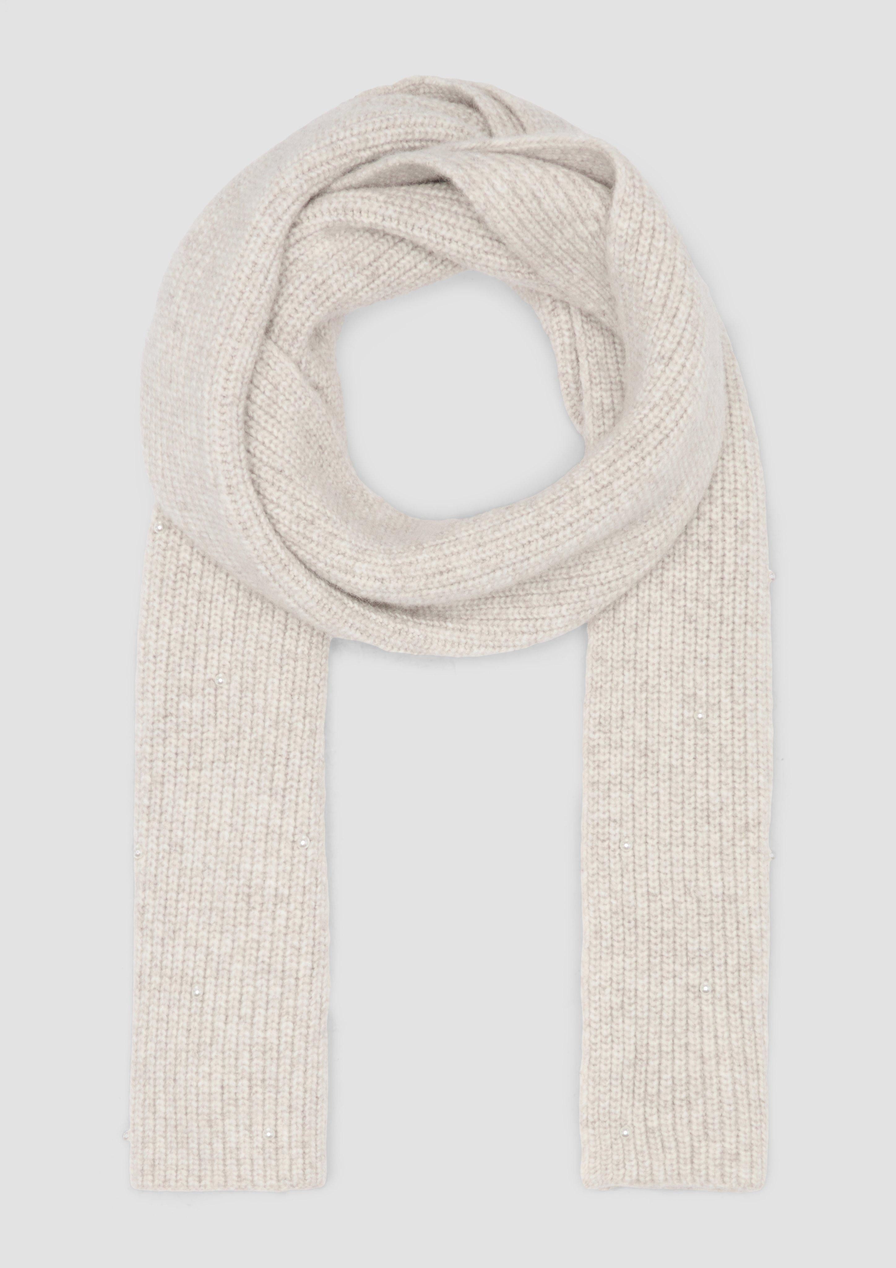 s.Oliver Halstuch Gestrickter Schal mit Schmuckperlen, günstig online kaufen