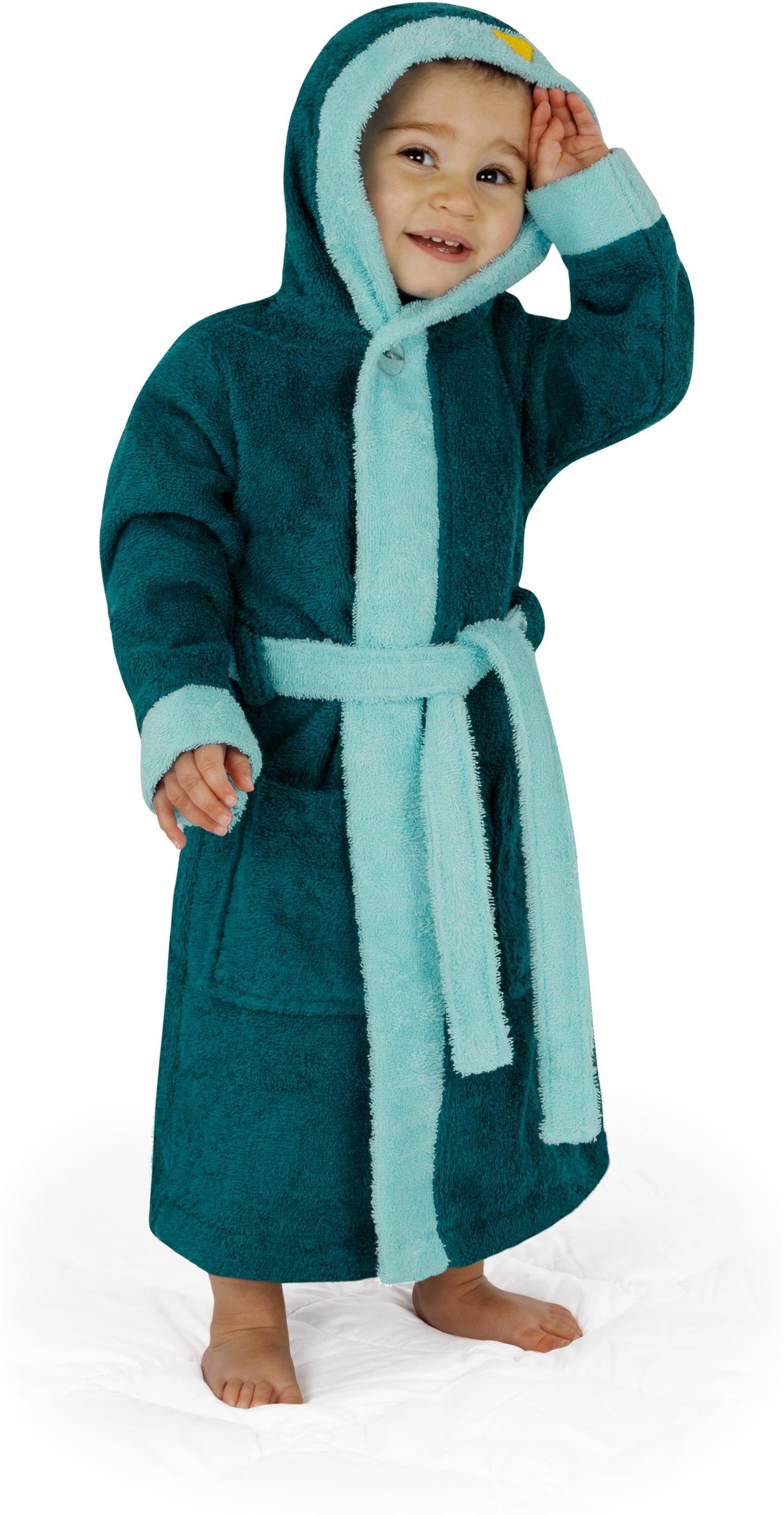 normani Kinderbademantel Kinder Bademantel aus Bio-Baumwolle Malia, Bio-Baumwolle, Kapuze, Bindegürtel, Kinder Bademantel aus weichem und schadtsofffreiem Mater – Bild 3 von 5