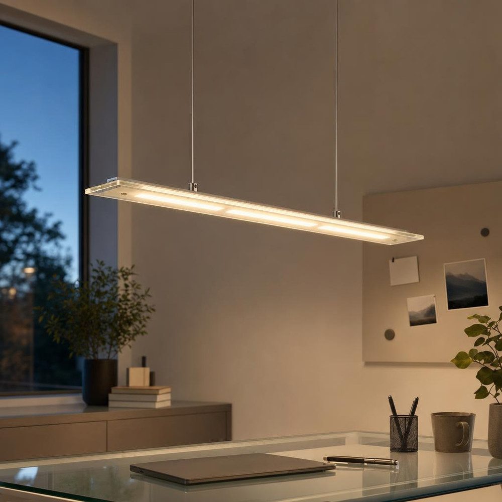 GLOBO LIGHTING LED Pendelleuchte, LED-Leuchtmittel fest verbaut, Kaltweiß, Warmweiß, Neutralweiß, Tageslichtweiß, LED Pendelleuchte Hängeleuchte Metall nickel Glas dimmbar H 150 cm