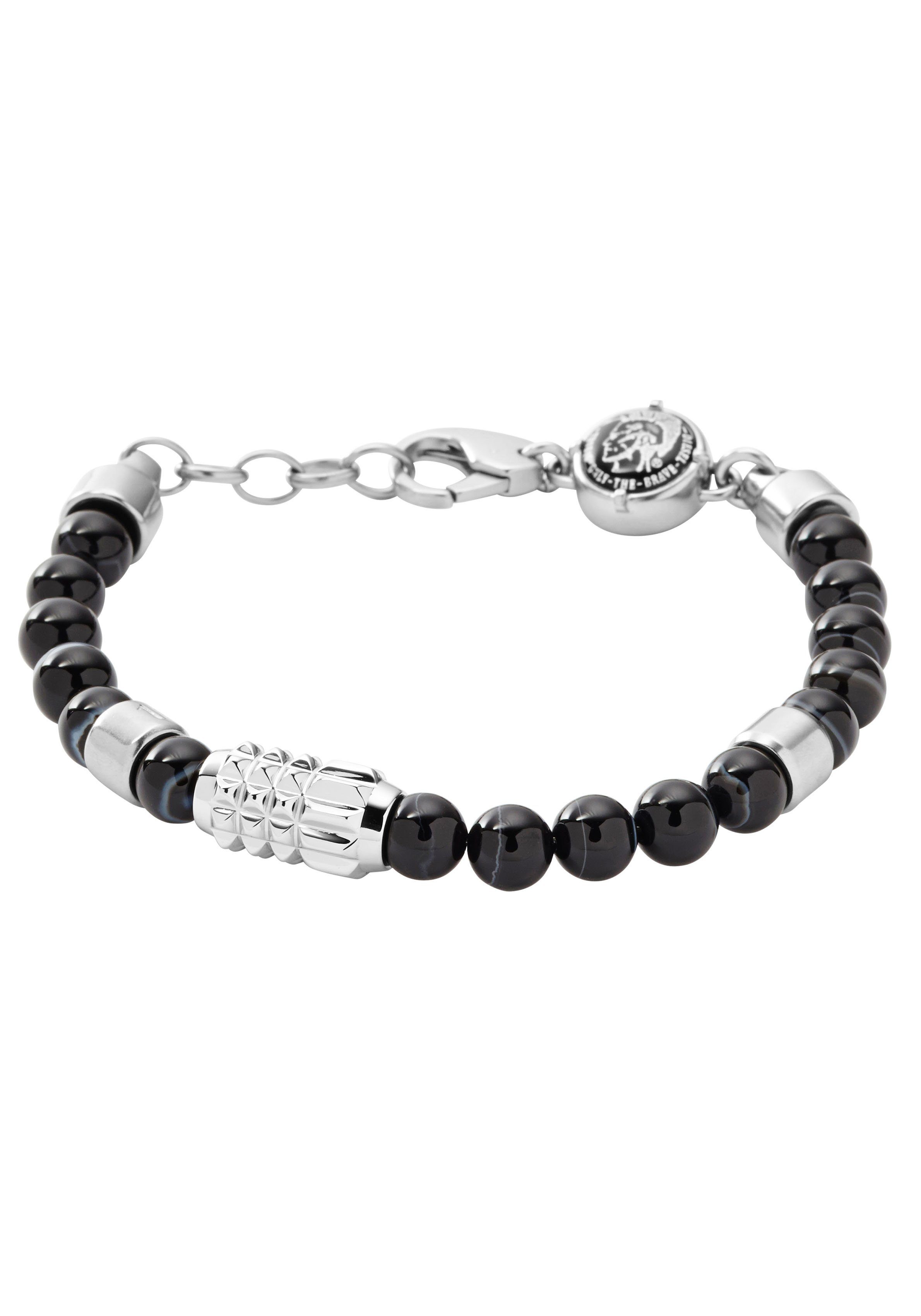 Diesel Armband Schmuck Edelstahl Armschmuck Beadarmband, mit Achat