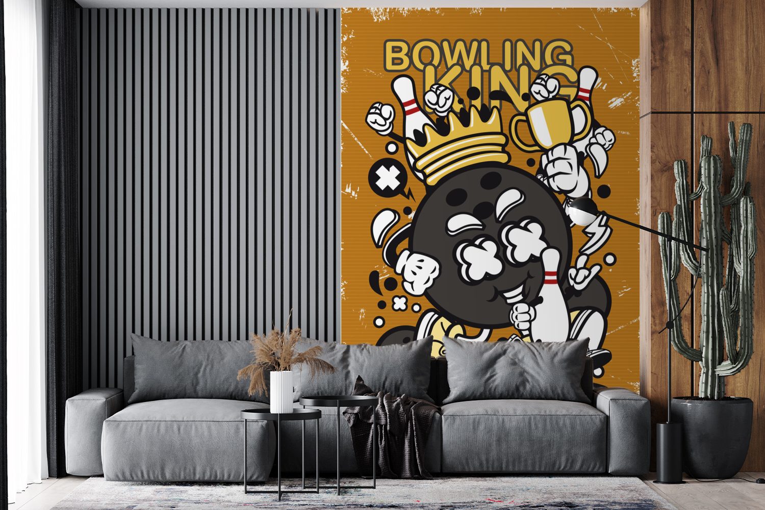 Bowling (3 Tapete - Montagefertig MuchoWow - Wandtapete Wohnzimmer, König, Fototapete für Vinyl Matt, bedruckt, Vintage St),