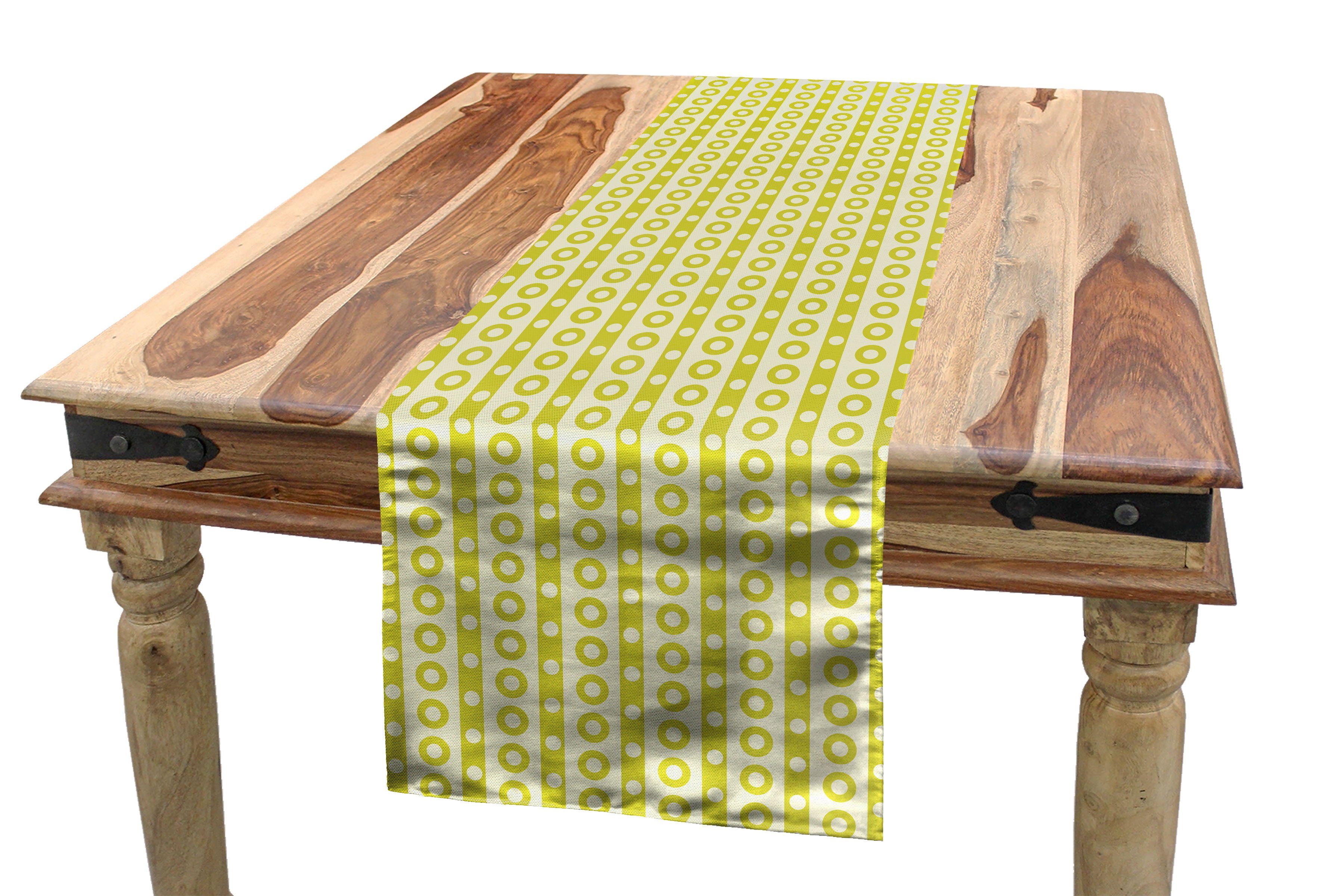 Abakuhaus Tischläufer Esszimmer Küche Rechteckiger Dekorativer Tischläufer, Retro Vertikale Streifen und Punkte | Tischläufer