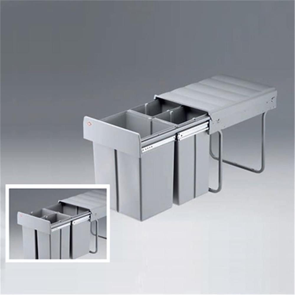 WESCO Einbaumülleimer 757721-85 Bio-Trio-Maxi 40 DT, alugrau