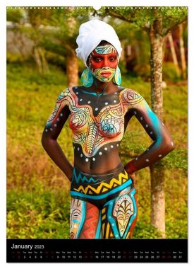 CALVENDO Wandkalender Equatorial Guinea Bodypainting Festival (Premium-Calendar 2023 DIN A2 Portrait)