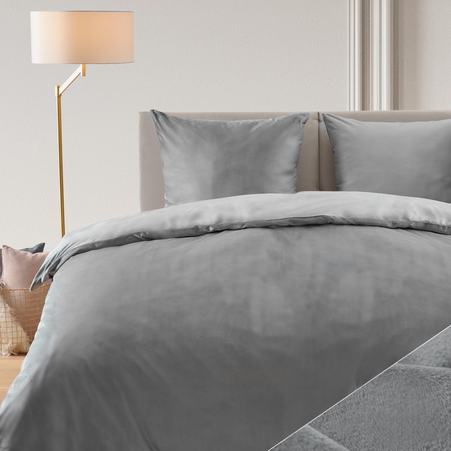 Blumtal Bettwäsche Cashmere-Touch Plüsch, warme Winterbettwäsche + Kopfkissenbezug