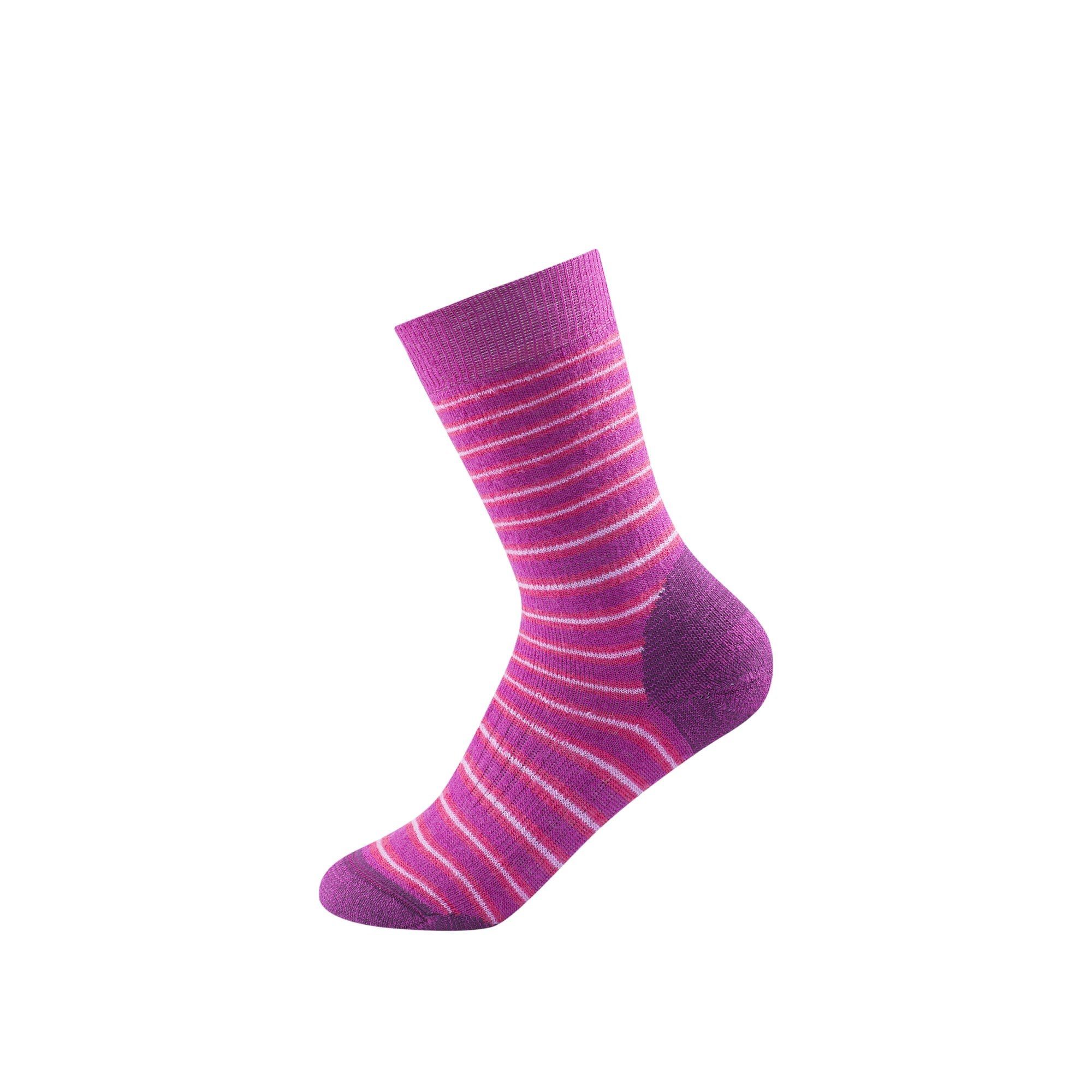 Fuchsia Heavy Thermosocken Kinder Kid Multi Devold Stripes Devold Sock Merino