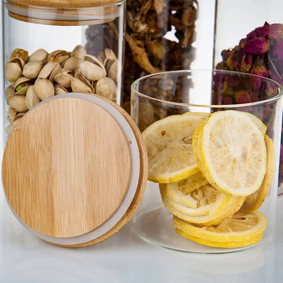 Simloveve Vorratsglas 5 Stück Gewürzbehälter Set Vorratsdosen Set, (250ml/550ml/700ml/800ml/1200ml/1400ml/1700ml/2000ml, 5-tlg), Aufbewahrung, luftdicht, platzs – Bild 3 von 5