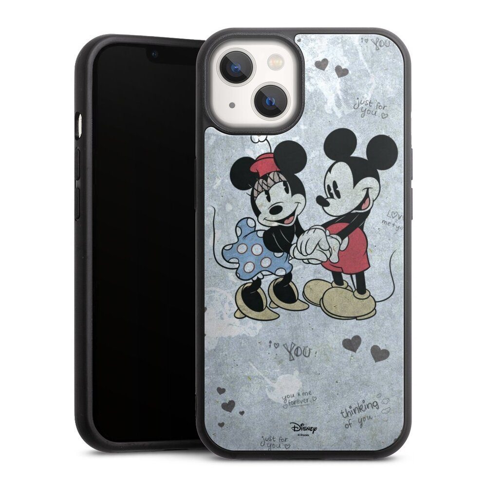 DeinDesign Handyhülle Disney Mickey & Minnie Mouse Vintage Mickey&Minnie In Love, Apple iPhone 13 Gallery Case Glas Hülle Schutzhülle 9H Gehärtetes Glas