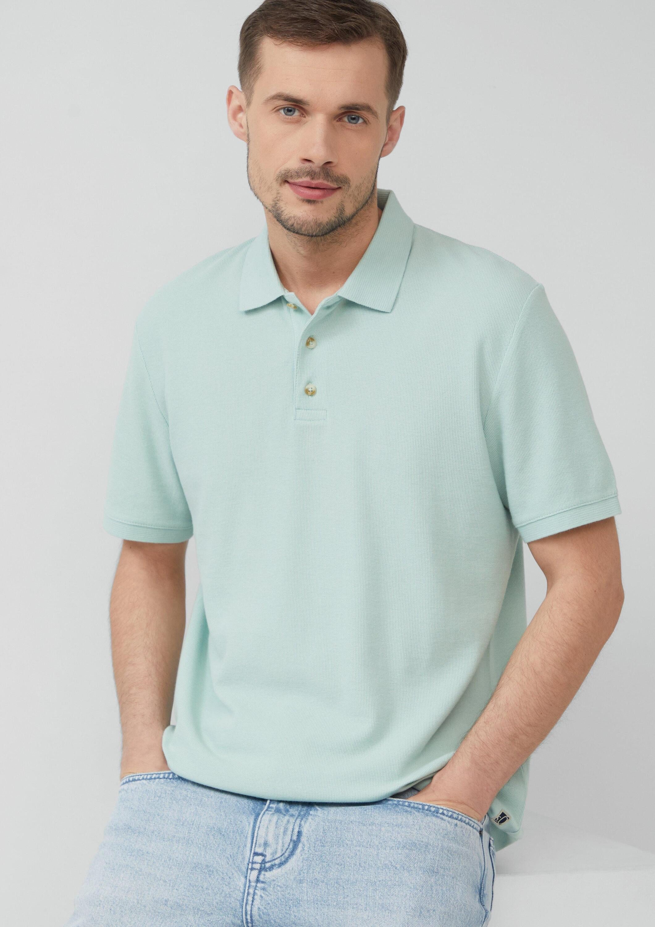 s.Oliver Kurzarmshirt Polo-Shirt Poloshirt aus Waffelpiqué