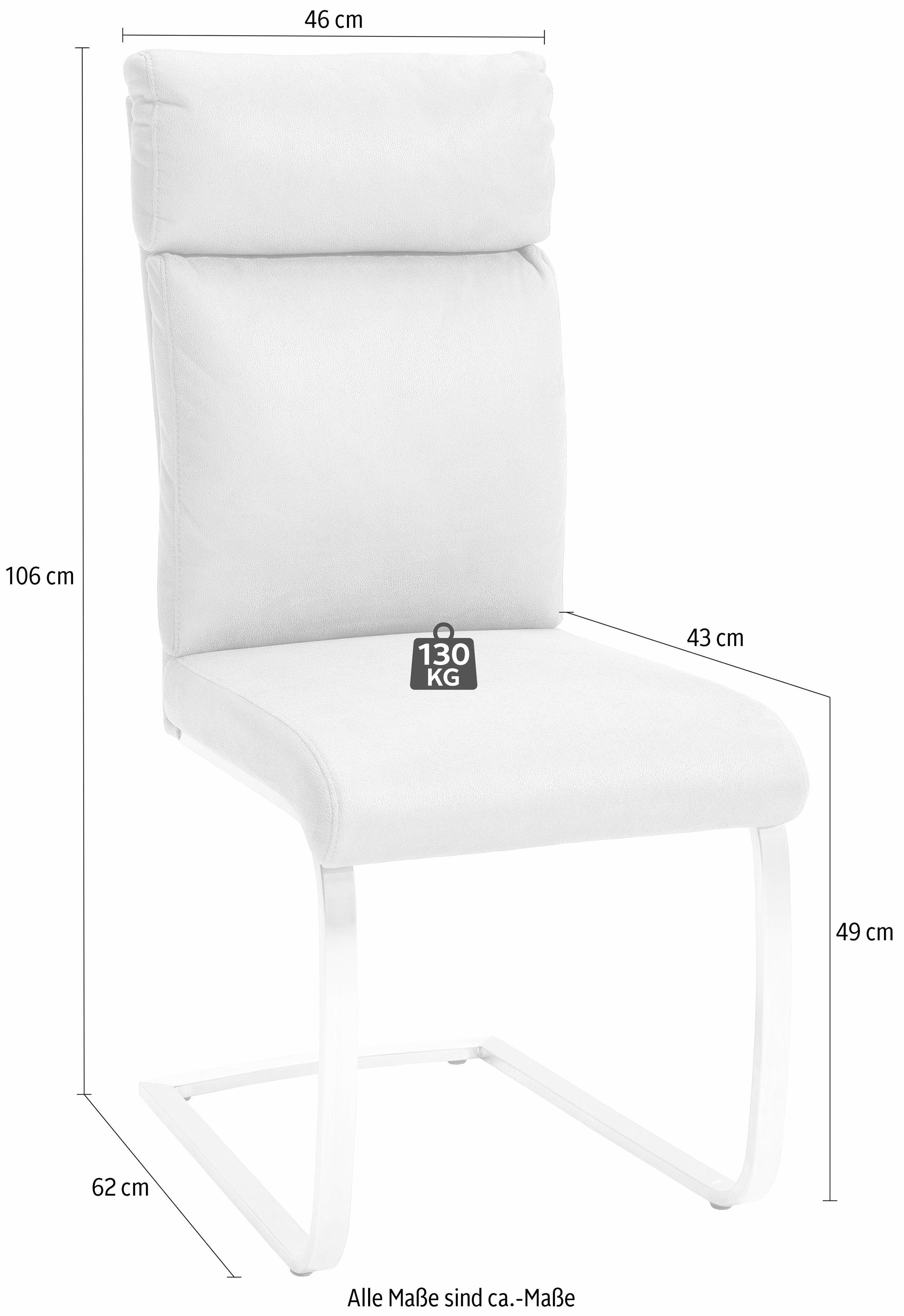 Stuhl bis (Set, MCA 130 Kg furniture Freischwinger belastbar St), 2 braun