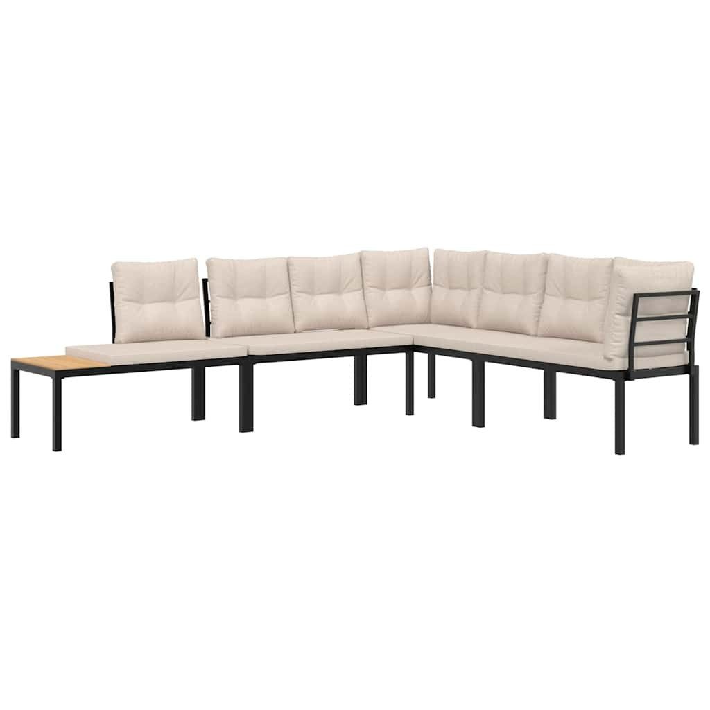 vidaXL Gartenlounge-Set Gartenbank-Set 4-tlg. Schwarz Pulverbeschichteter günstig online kaufen