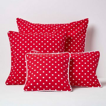 Kissenbezüge Kissenbezug in Rot mit Punkten, 100% Baumwolle, 30 x 30 cm, Homescapes