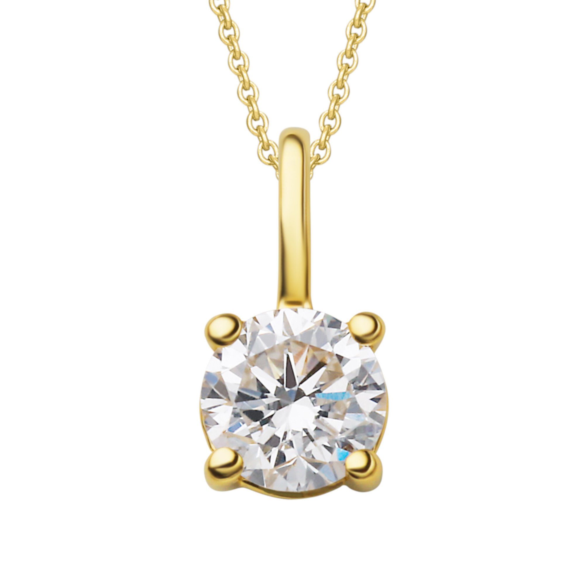 ONE ELEMENT Kettenanhänger 0.15 ct Diamant Brillant Anhänger aus 750 Gelbgold, Damen Gold Schmuck | Kettenanhänger