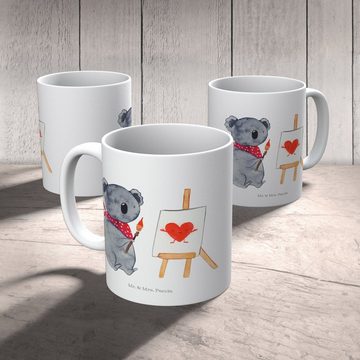 Mr. & Mrs. Panda Tasse Koala Künstler - Weiß - Geschenk, Porzellantasse, Kaffeetasse, Becher, Keramik, Einzigartiges Botschaft