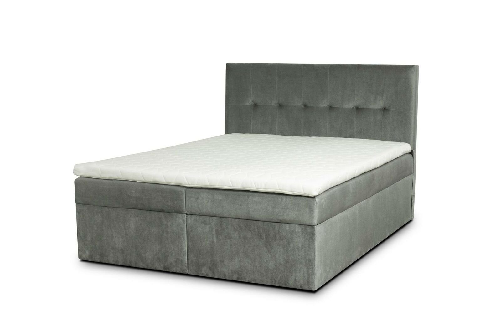 Luxus Grau Doppelbett Design Bett, Hotel Bett Chesterfield JVmoebel 180x200 Betten