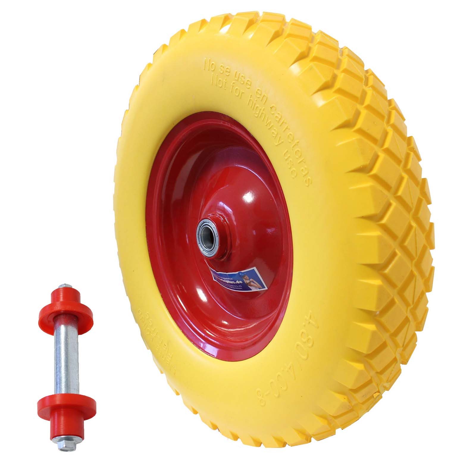 TRUTZHOLM Schubkarren-Rad Schubkarrenrad pannensicher 4.00-8 /4.80 mit Achse Ersatzrad Vollgummi (Artikel, 1 St), 200 kg belastbar,Profi-Qualität,kein Luftverlust