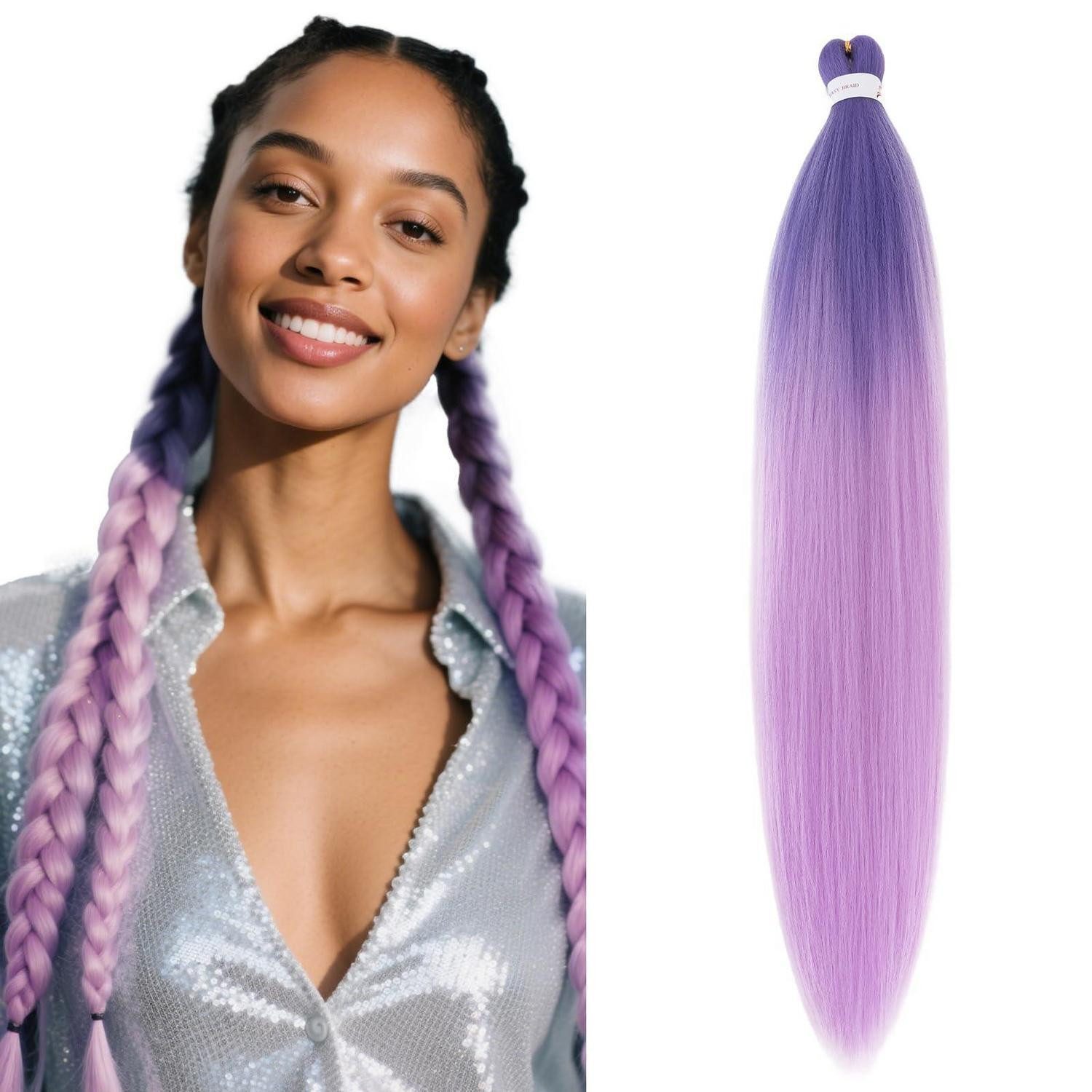 LuxusKollektion Kunsthaar-Extension Haarverlängerungen 66 CM (Pack of 1) Dunkelviolett bis Hellviolett