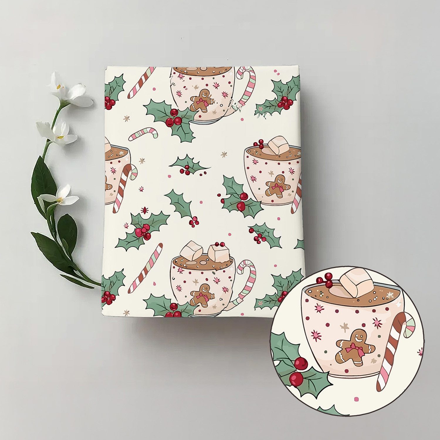 LAPAPRO Tischdecke Weihnachten Tischdecke Farbfest mit Zuckerkeks-Mann Druck (5-tlg), 36" x 59" Aquarelldruck,Geeignet für Festliche Tischdecken