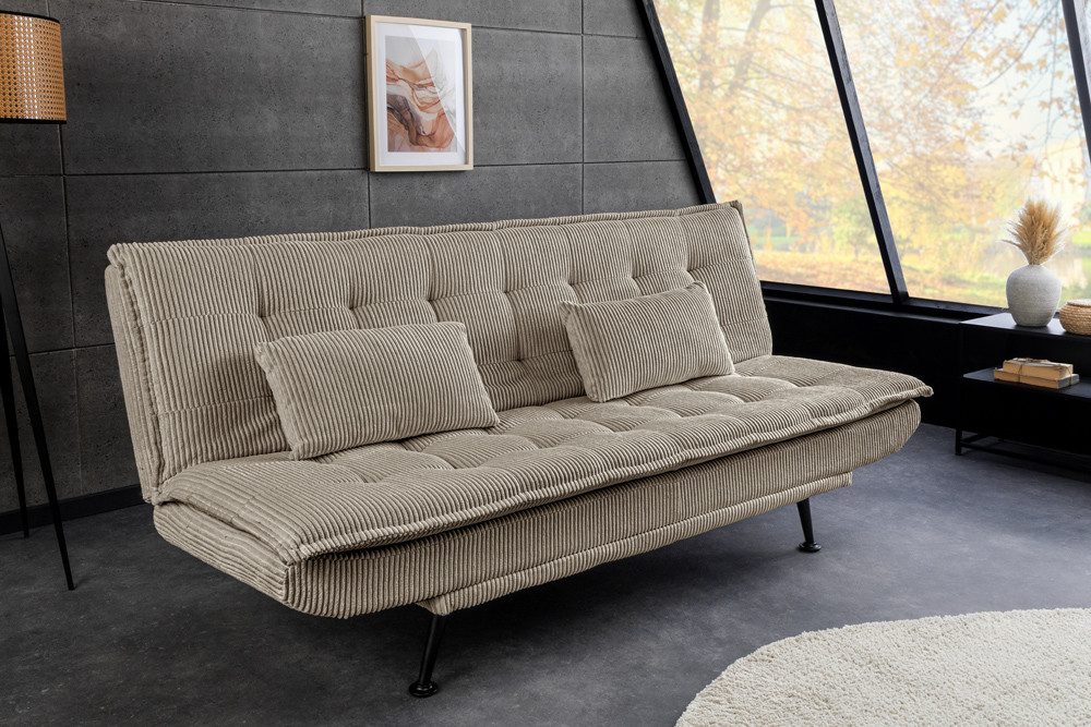 riess-ambiente Schlafsofa JAZZ 190cm greige – 3-Sitzer Sofa mit Bettfunktion, Cordbezug, modern, Einzelartikel 1 Teile, komfortable Ausziehcouch mit Polsterung  – Bild 5 von 5